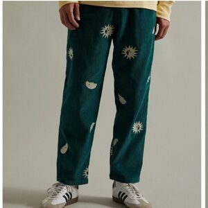Urban Outfitters Green Corduroy Pants with Sunburst Pattern